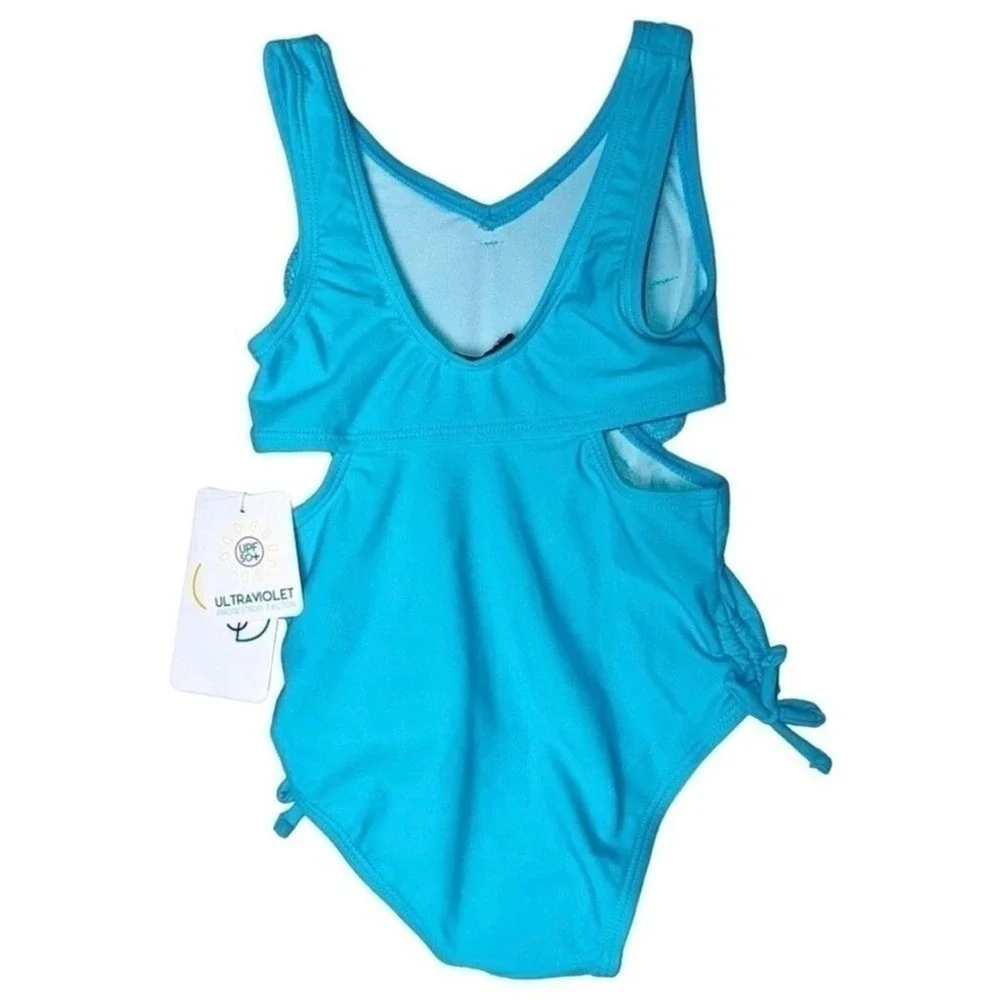 Flapdoodles Size 4 Little‎ Girls Blue Butterfly 1 Piece Sequin Swimsuit NWT